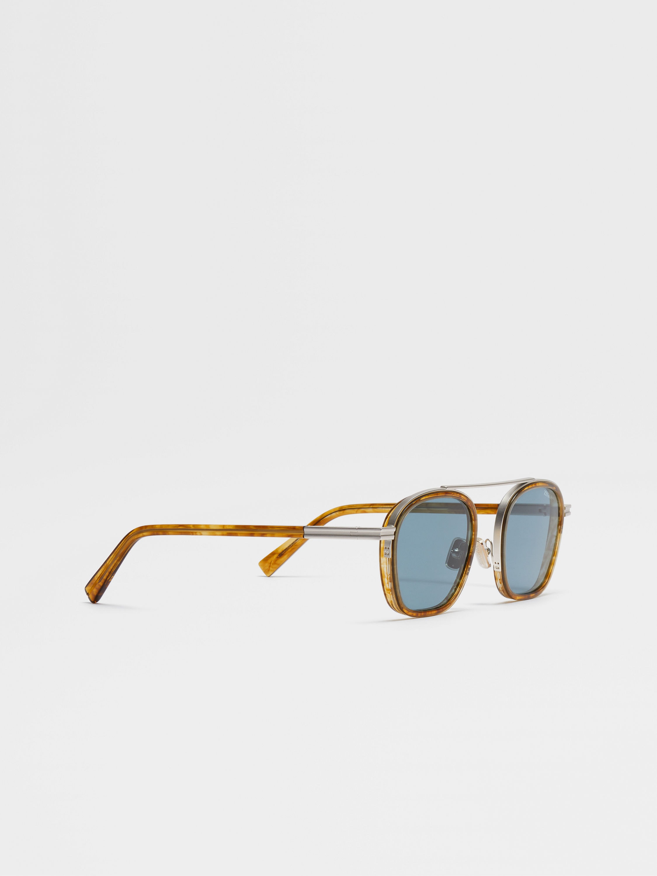 Transparent Light Brown Havana Orizzonte I Acetate and Metal Sunglasses Product detail photo #2