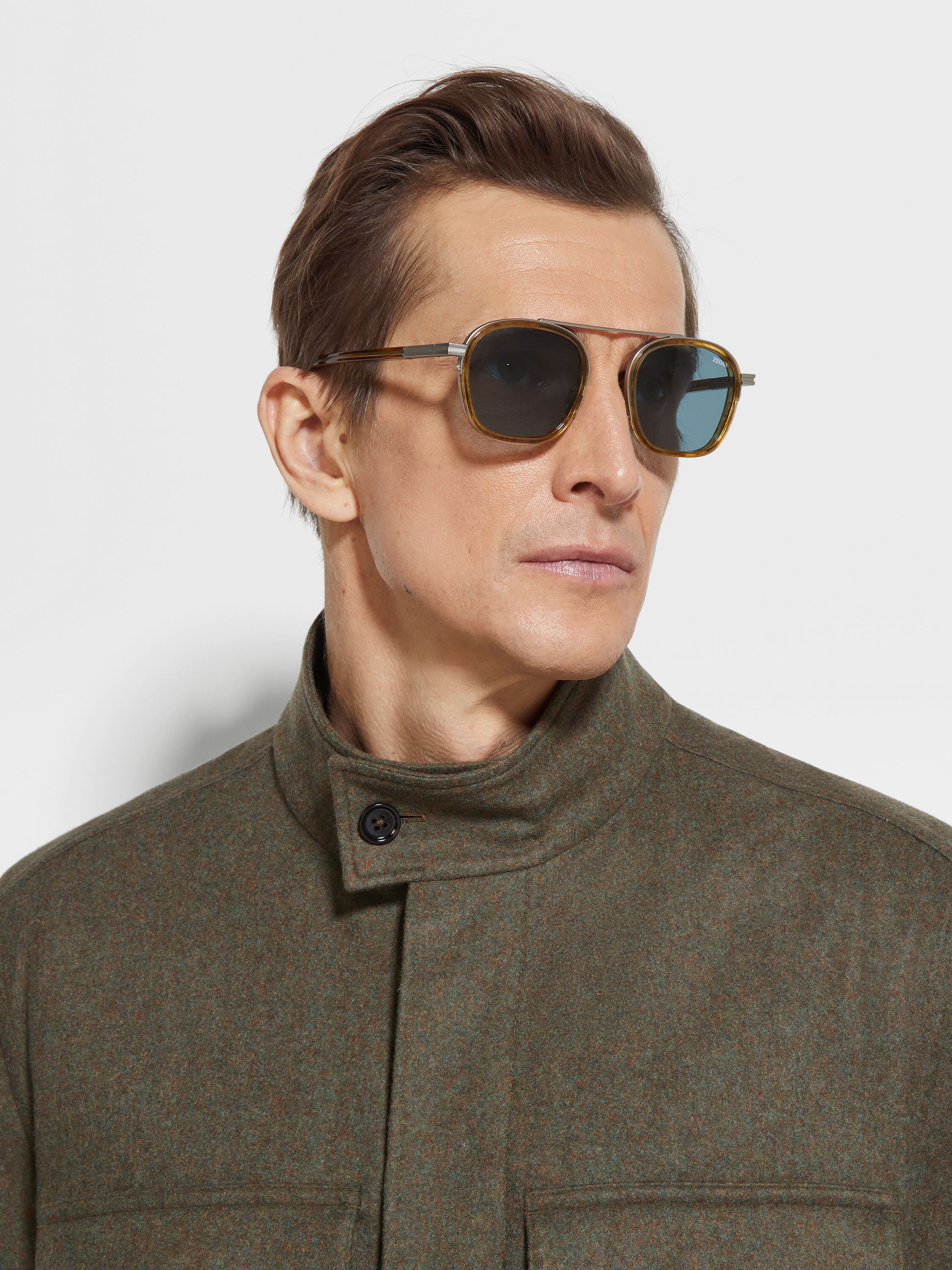 Transparent Light Brown Havana Orizzonte I Acetate and Metal Sunglasses Product detail photo #3