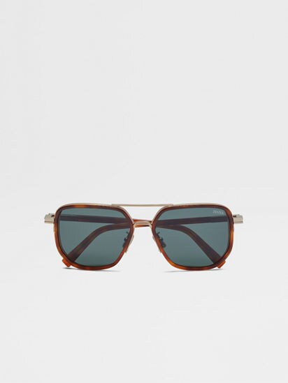 Brass Acetate and Metal Sunglasses