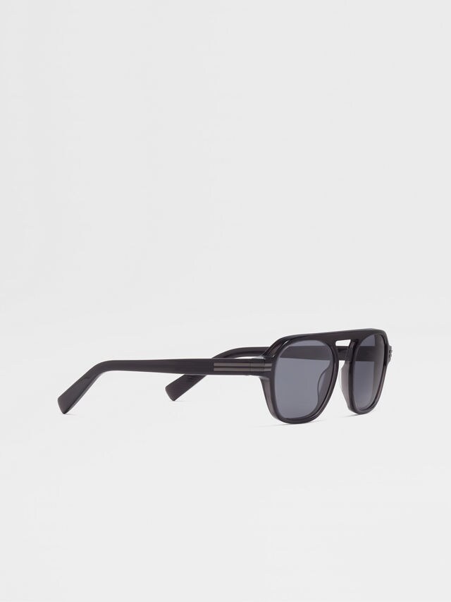 Transparent Dark Grey Aurora II Acetate Sunglasses Product detail photo #2