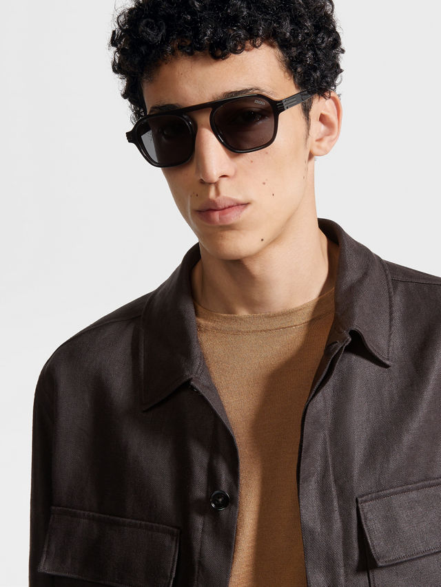 Transparent Dark Grey Aurora II Acetate Sunglasses Product detail photo #3