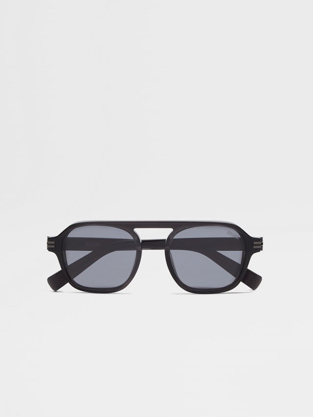 Transparent Dark Grey Aurora II Acetate Sunglasses Main product photo