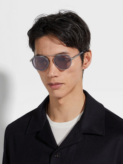 Opal Grey Orizzonte II Acetate and Metal Sunglasses SS25 Opal Grey Orizzonte II Acetate and Metal Sunglasses SS25