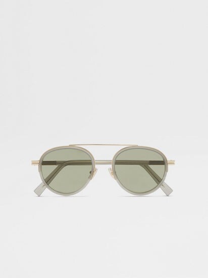 Green Orizzonte II Acetate and Metal Sunglasses FW25 30268050