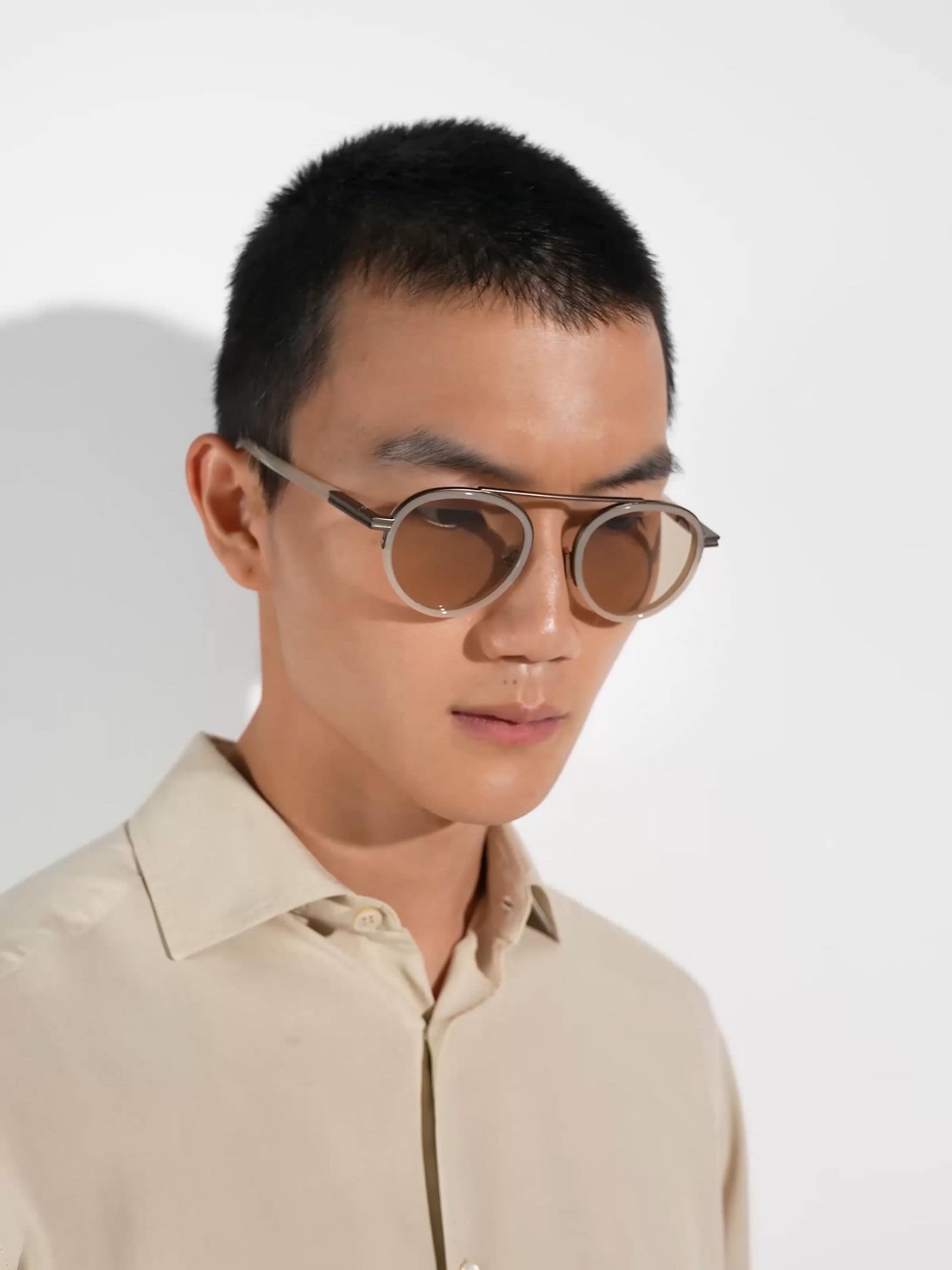 Beige Orizzonte II Acetate and Metal Sunglasses FW24 Beige Orizzonte II Acetate and Metal Sunglasses FW24