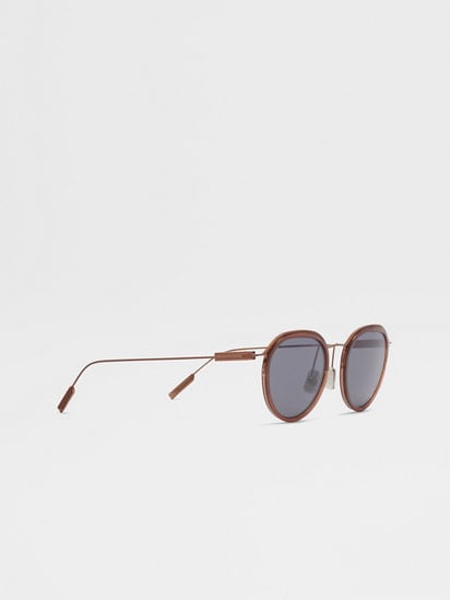 Transparent Brown Acetate and Metal Sunglasses SS25 30268063 Transparent Brown Acetate and Metal Sunglasses SS25 30268063