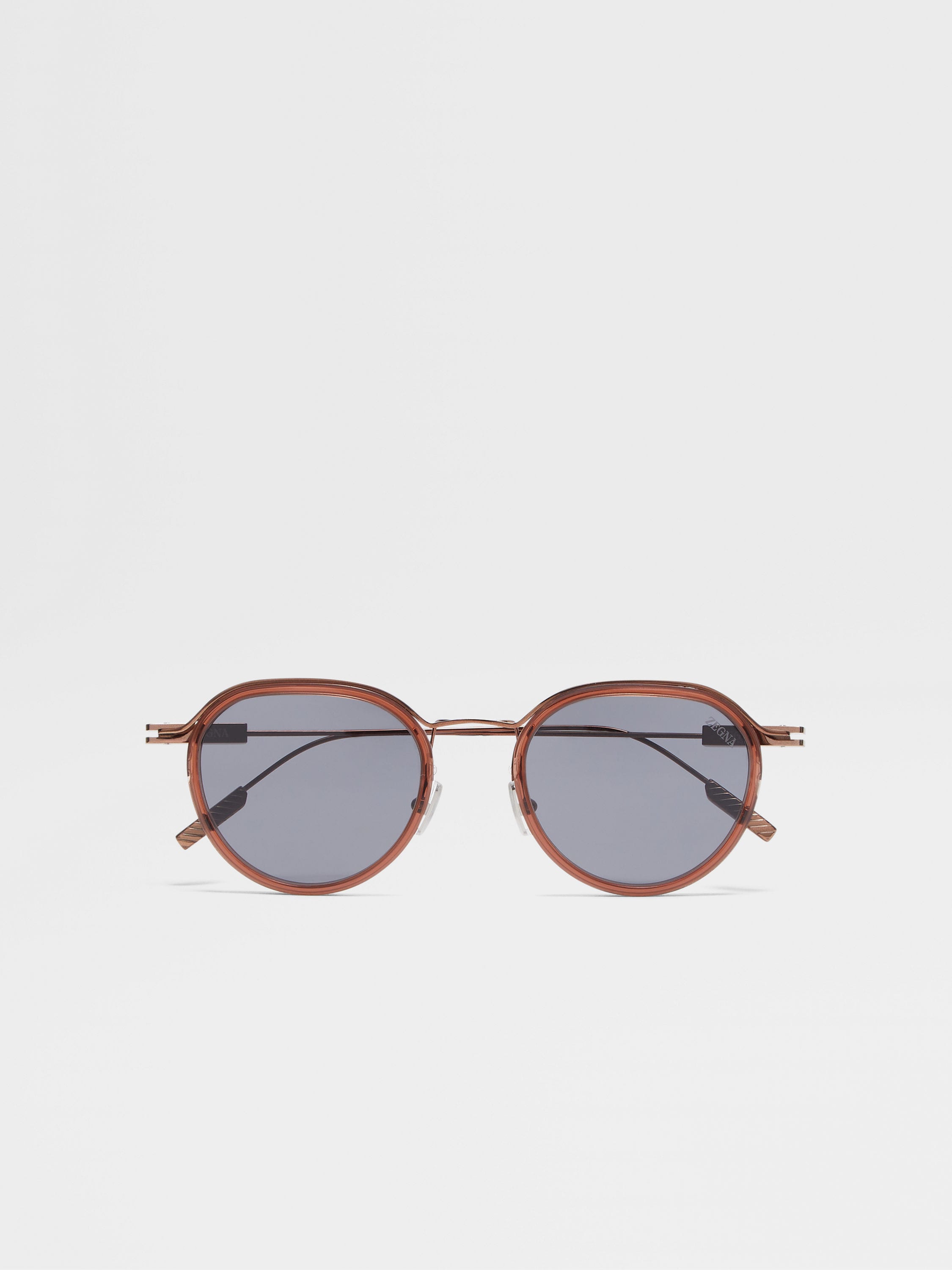 Transparent Brown Acetate and Metal Sunglasses FW24 30268063 Zegna RO