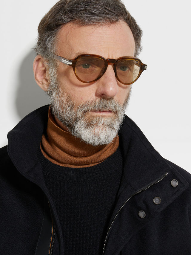 Transparent Yellow Acetate Sunglasses Product detail photo #3