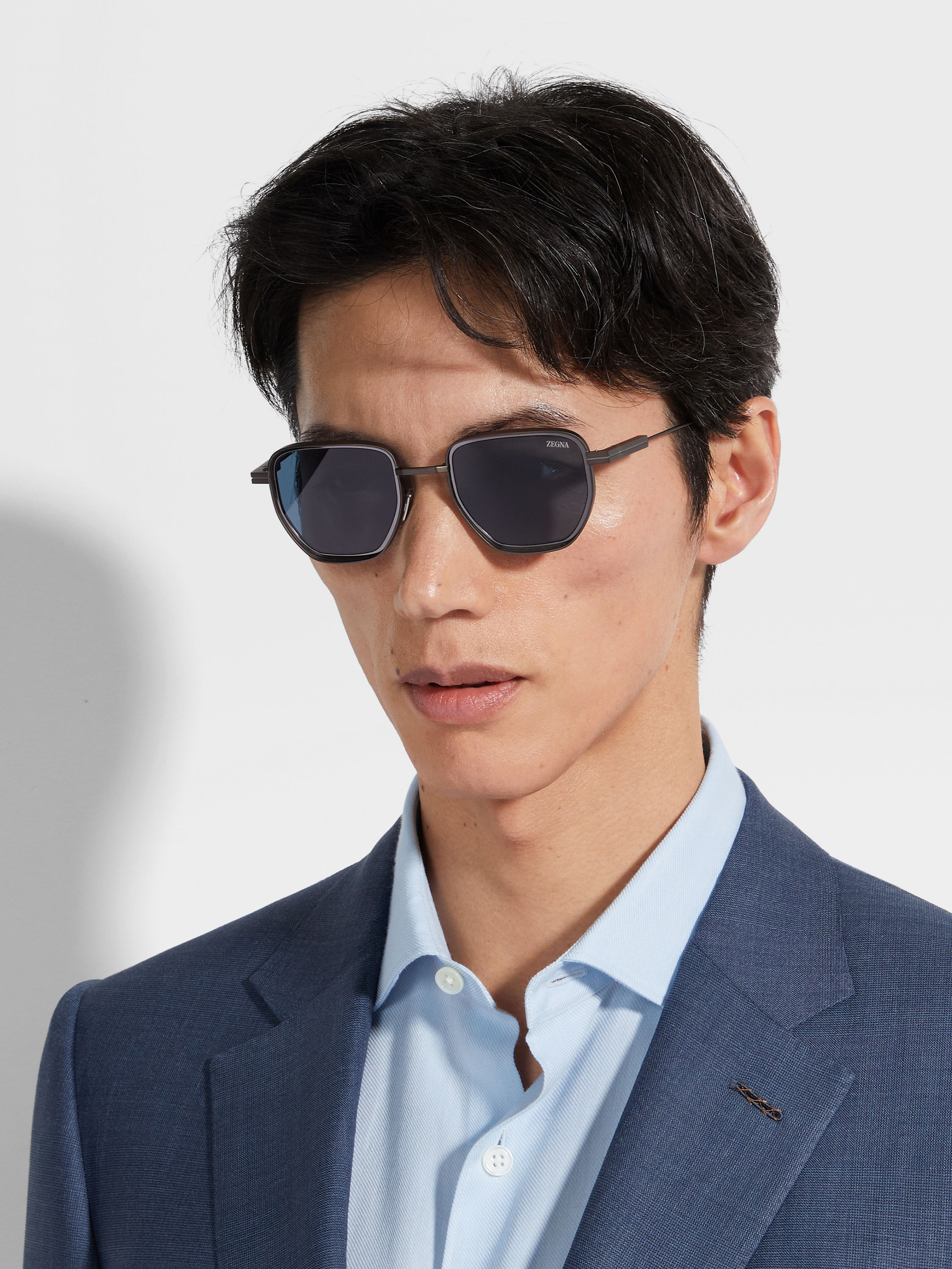 Satin Gunmetal Metal Sunglasses Product detail photo #3