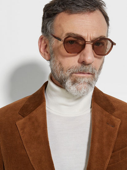 Transparent Brown Acetate and Metal Sunglasses FW24 32088945 Transparent Brown Acetate and Metal Sunglasses FW24 32088945