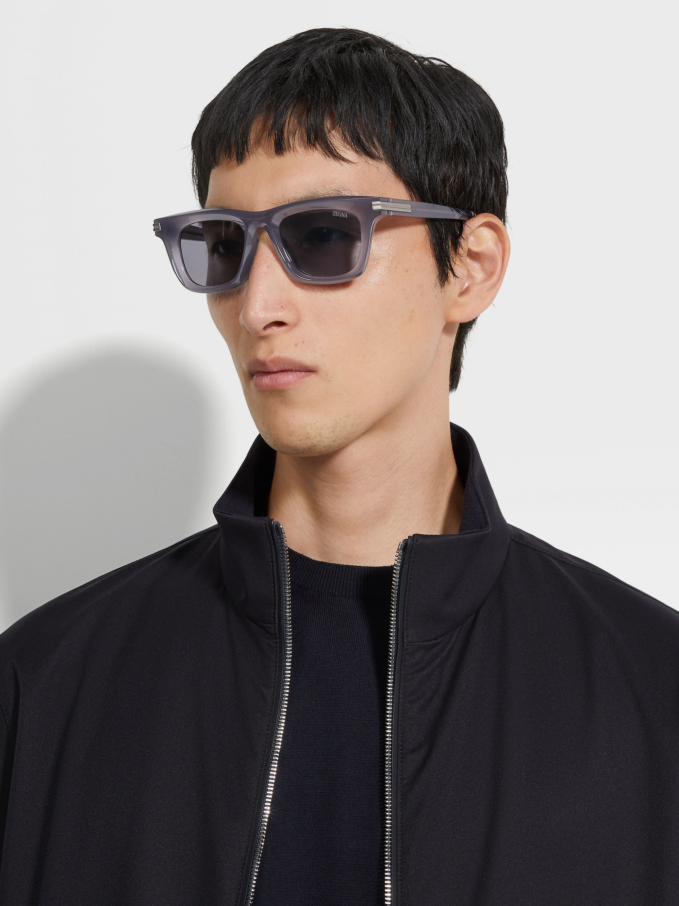 Transparent Blue Acetate Sunglasses Product detail photo #3