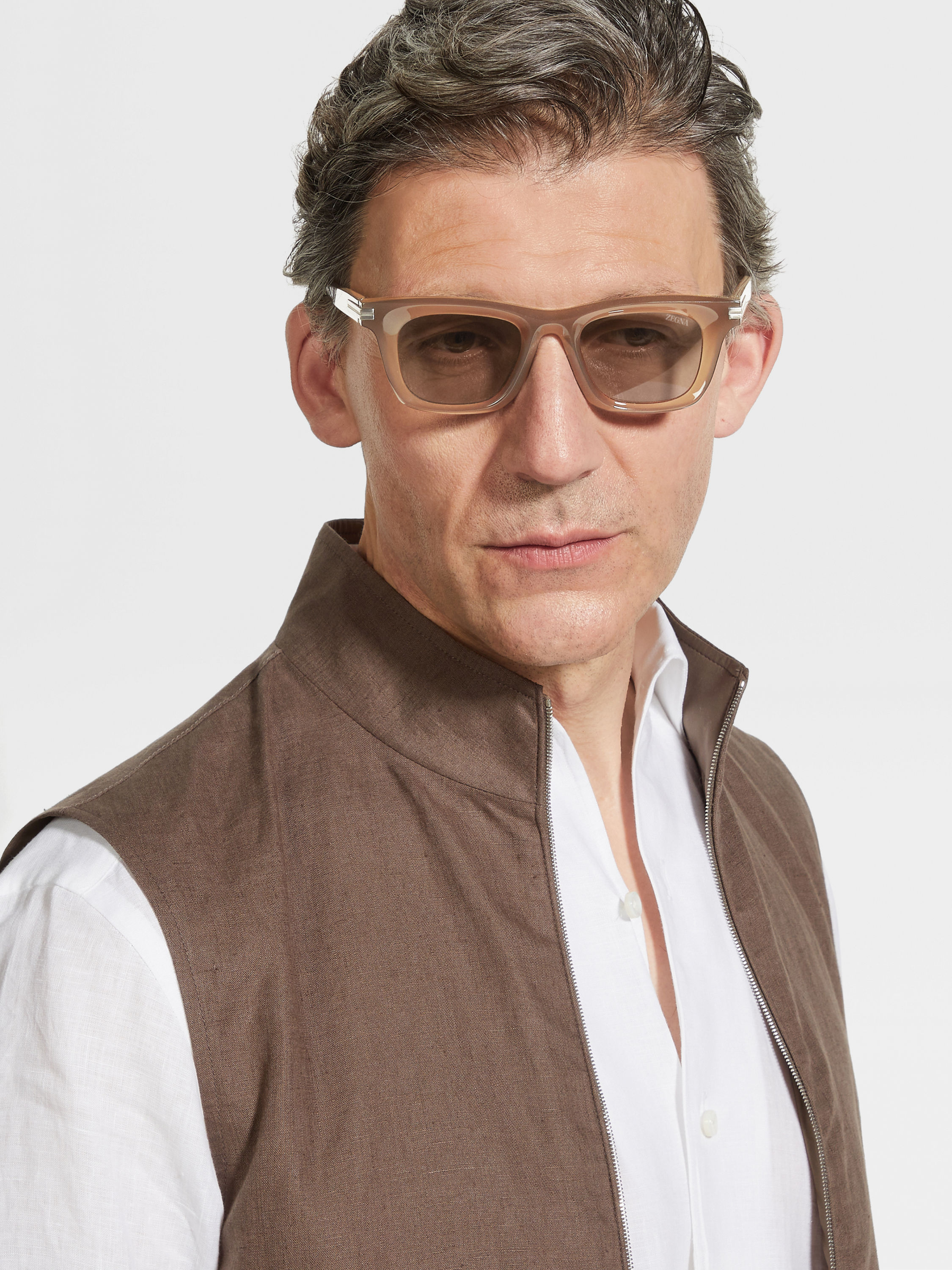 Dark Beige Acetate Sunglasses Product detail photo #3