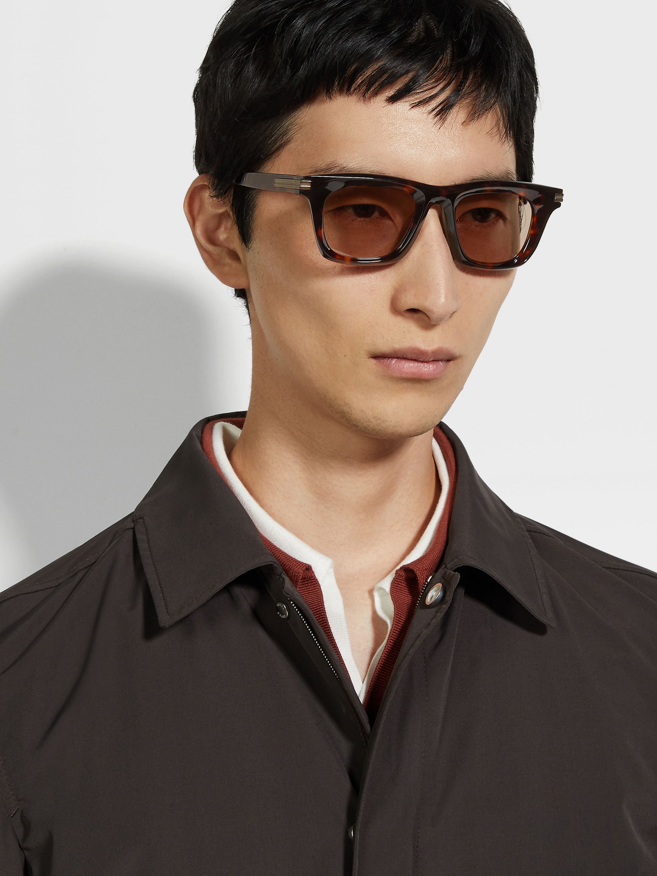 Occhiali da Sole in Acetato Marrone Havana Foto #3 di dettaglio del prodotto