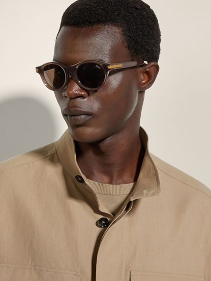 ヴィベカ　bieRce 403 SILVER FRAME スモークブラウン Dark Brown Acetate Sunglasses SS26 34143636 | Zegna PL