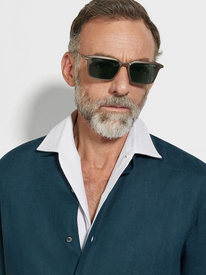 Dark Green Aluminum and Metal Sunglasses FW25 34505878 | Zegna US
