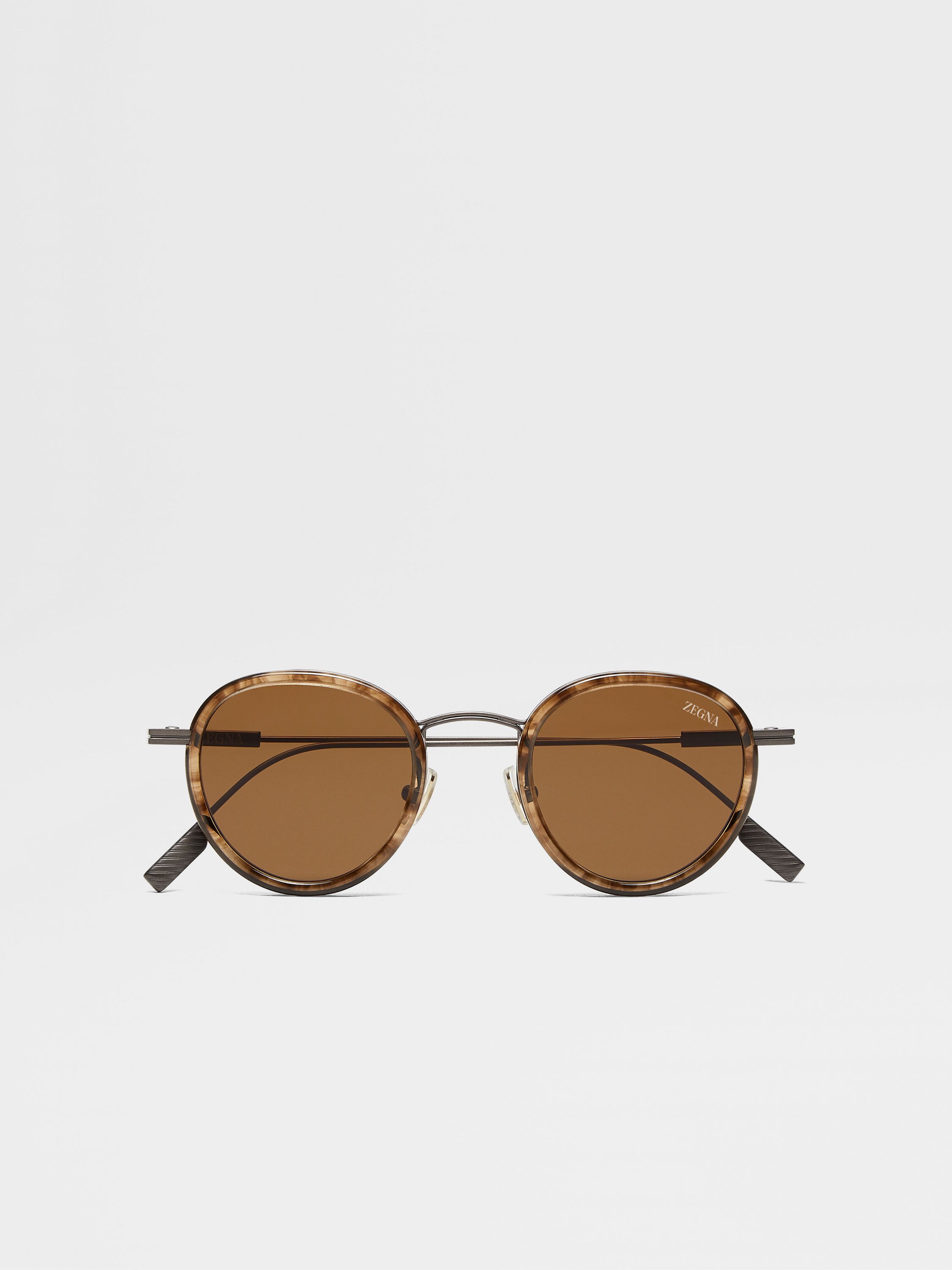 Striped Havana Titanium and Acetate Sunglasses Main product photo