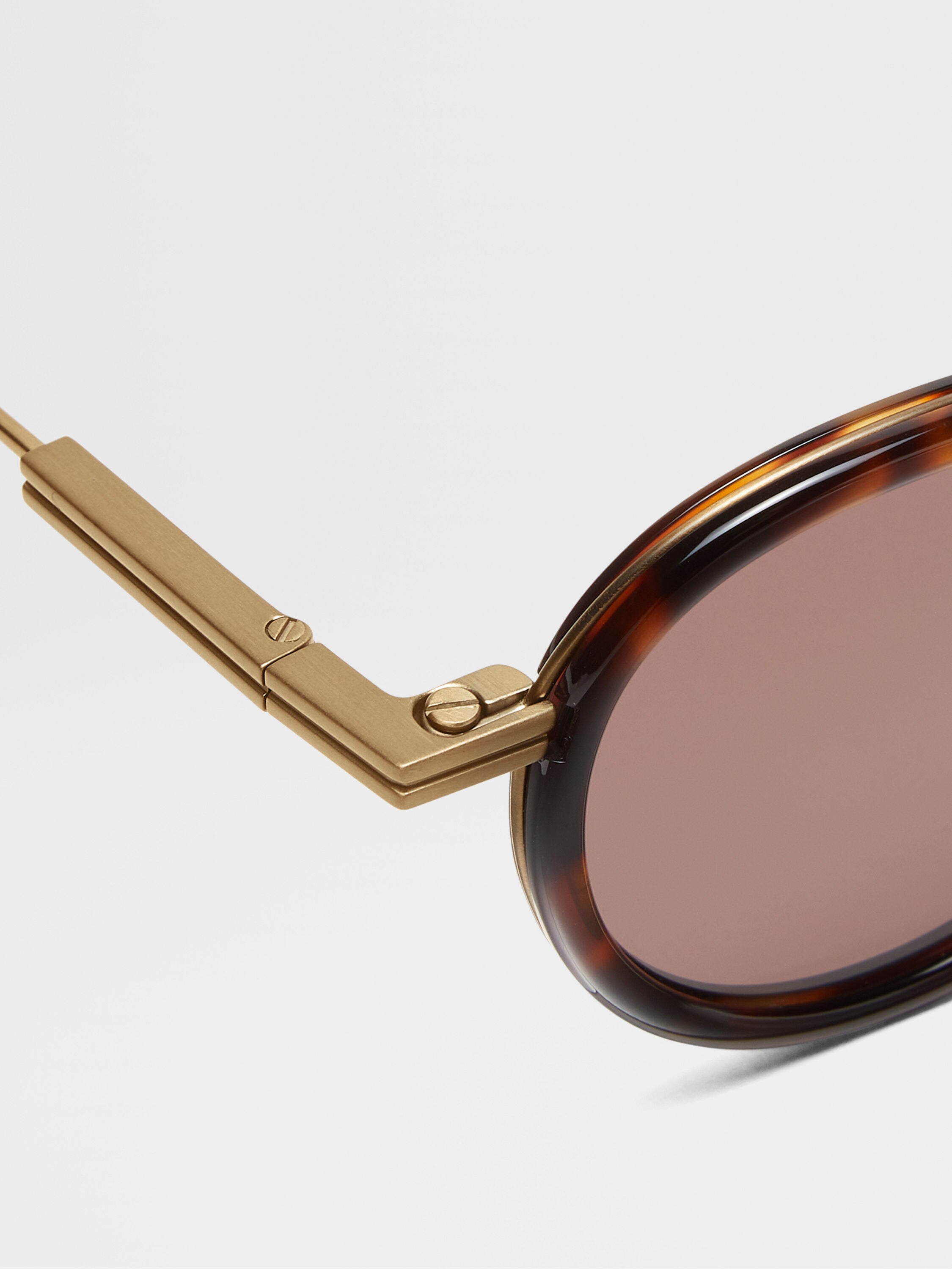Havana Brown Titanium and Acetate Sunglasses Product detail photo #1