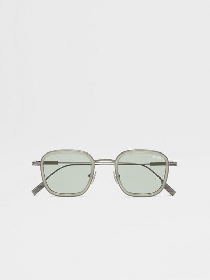 トランスペアレントグリーン チタニウム&アセテート サングラス FW25