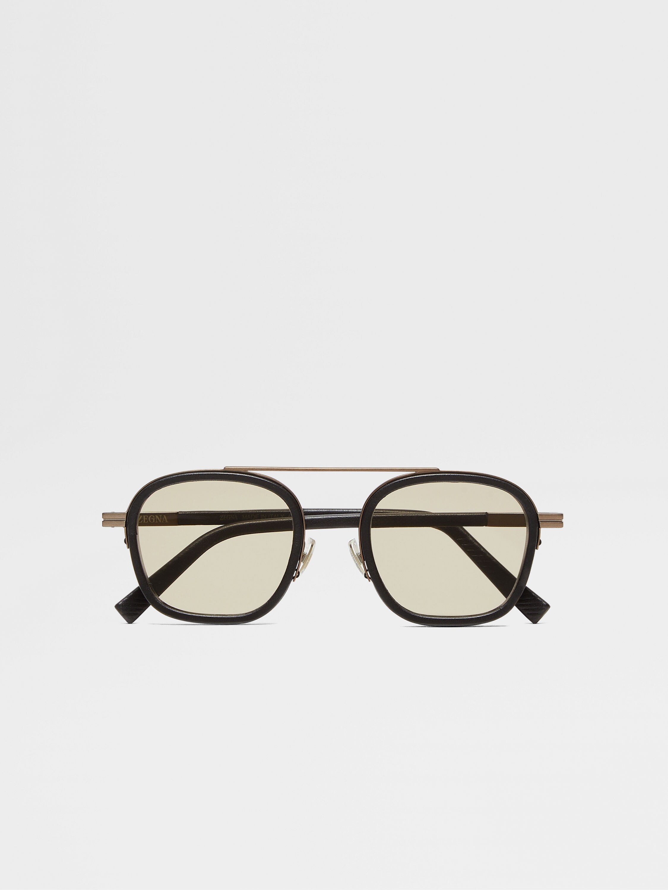 Black Orizzonte I Metal Acetate and Leather Sunglasses Main product photo