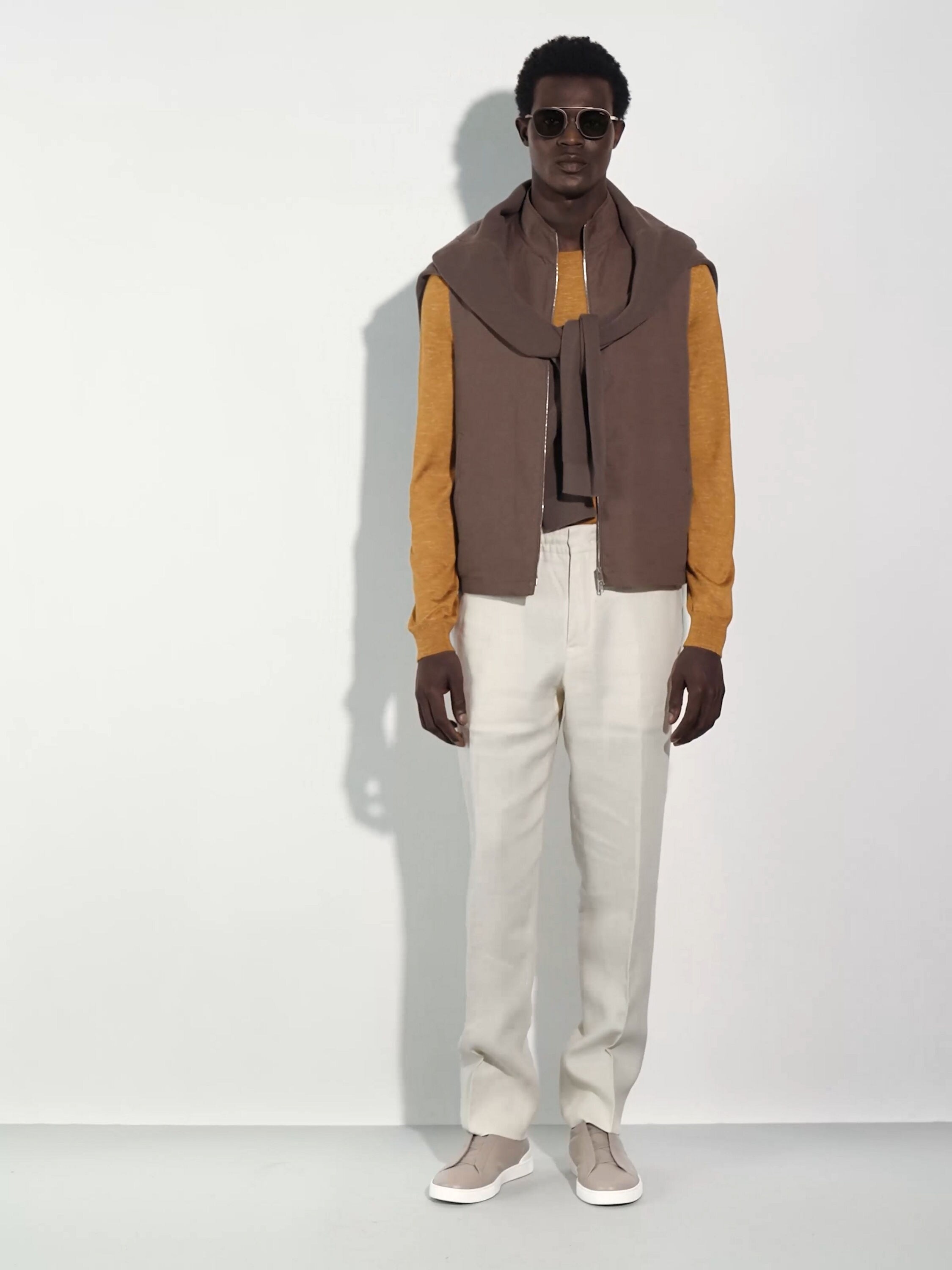 Black Orizzonte I Metal Acetate and Leather Sunglasses