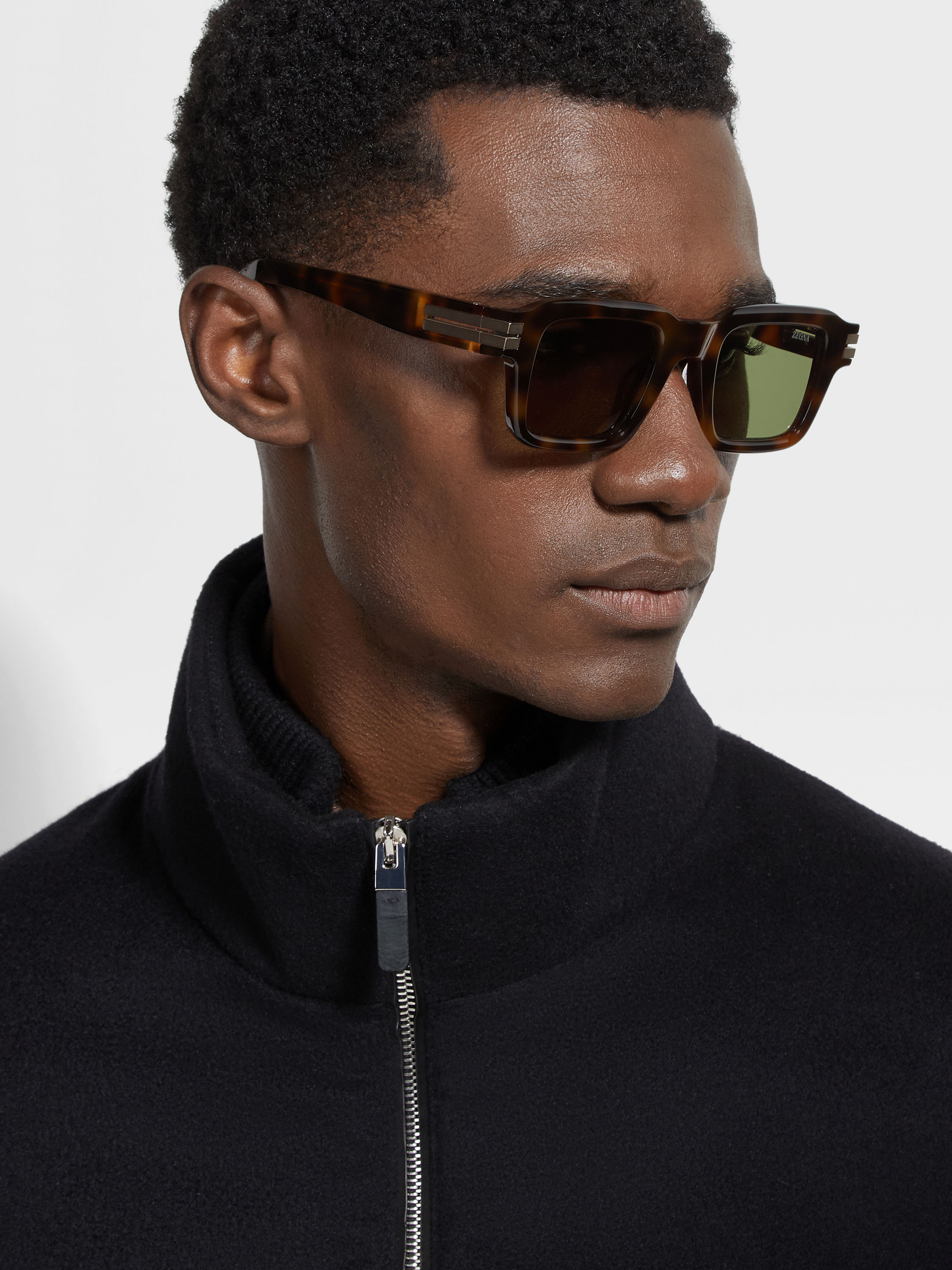 Occhiali da Sole in Acetato Marrone Havana Foto #3 di dettaglio del prodotto