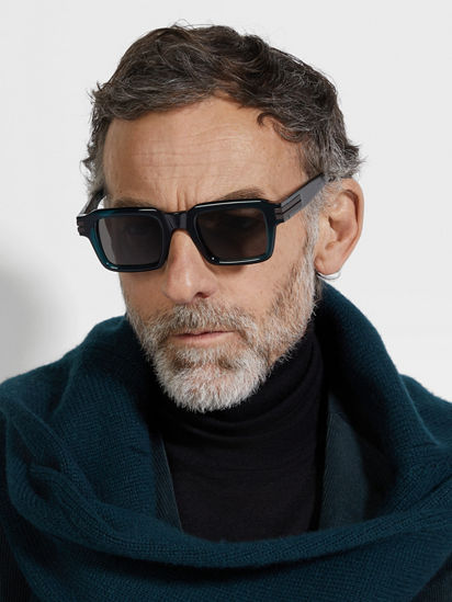 Milky Dark Green Acetate Sunglasses FW25 35904382 | Zegna US