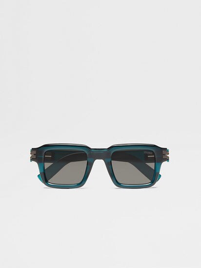 Milky Dark Green Acetate Sunglasses FW25 35904382 | Zegna US