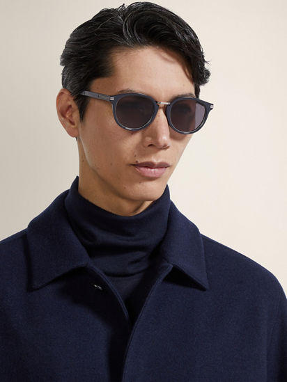 Grey Acetate and Titanium Sunglasses FW26 35887770 | Zegna US