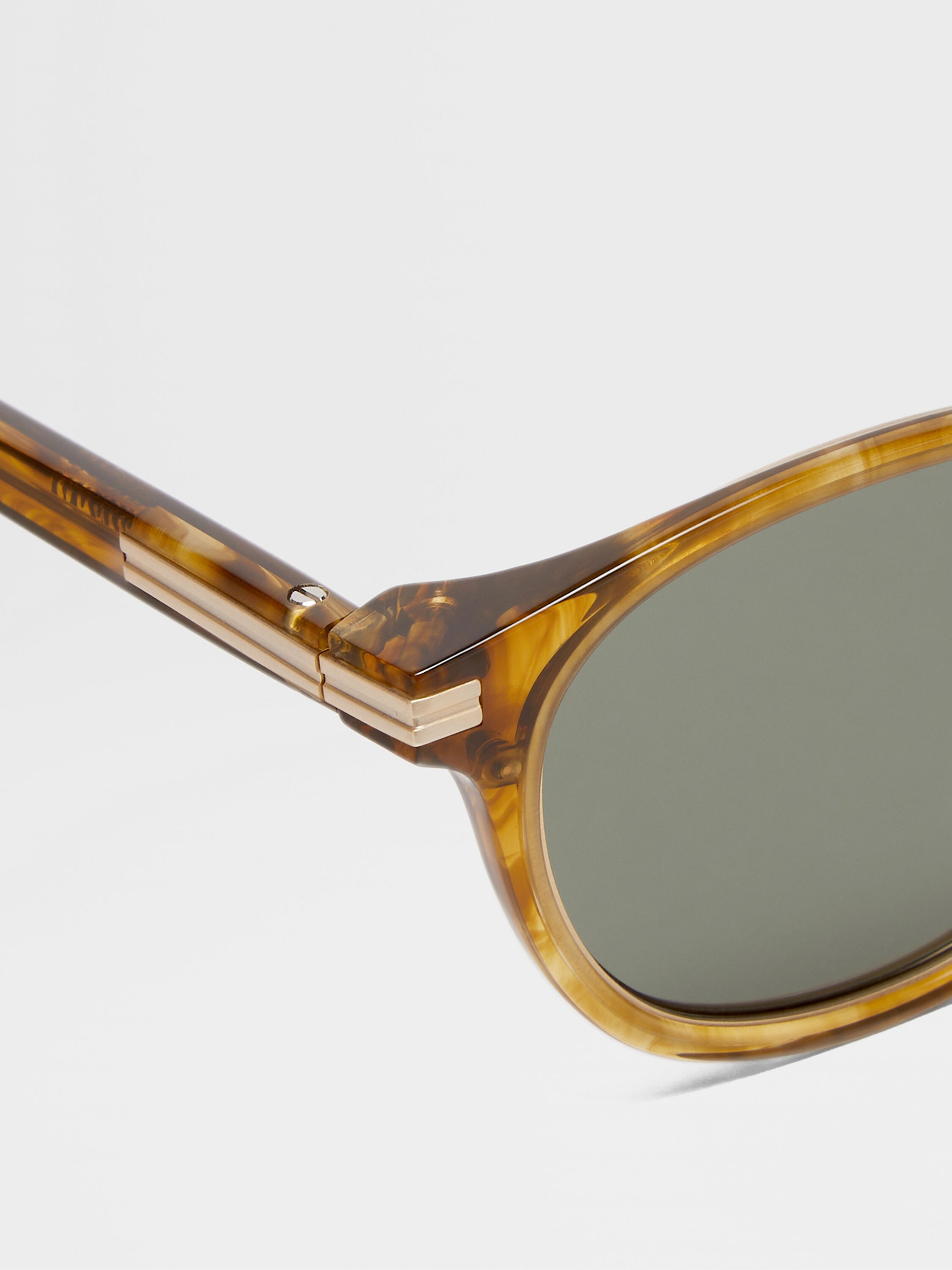 Transparent Light Brown Acetate and Titanium Sunglasses Product detail photo #1