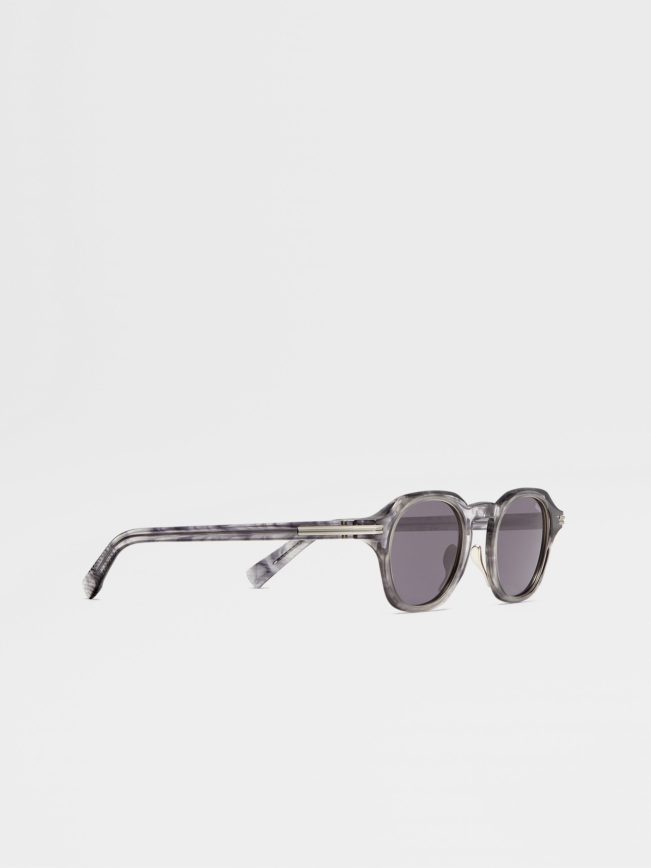 Transparent Grey Acetate and Titanium Sunglasses Product detail photo #2