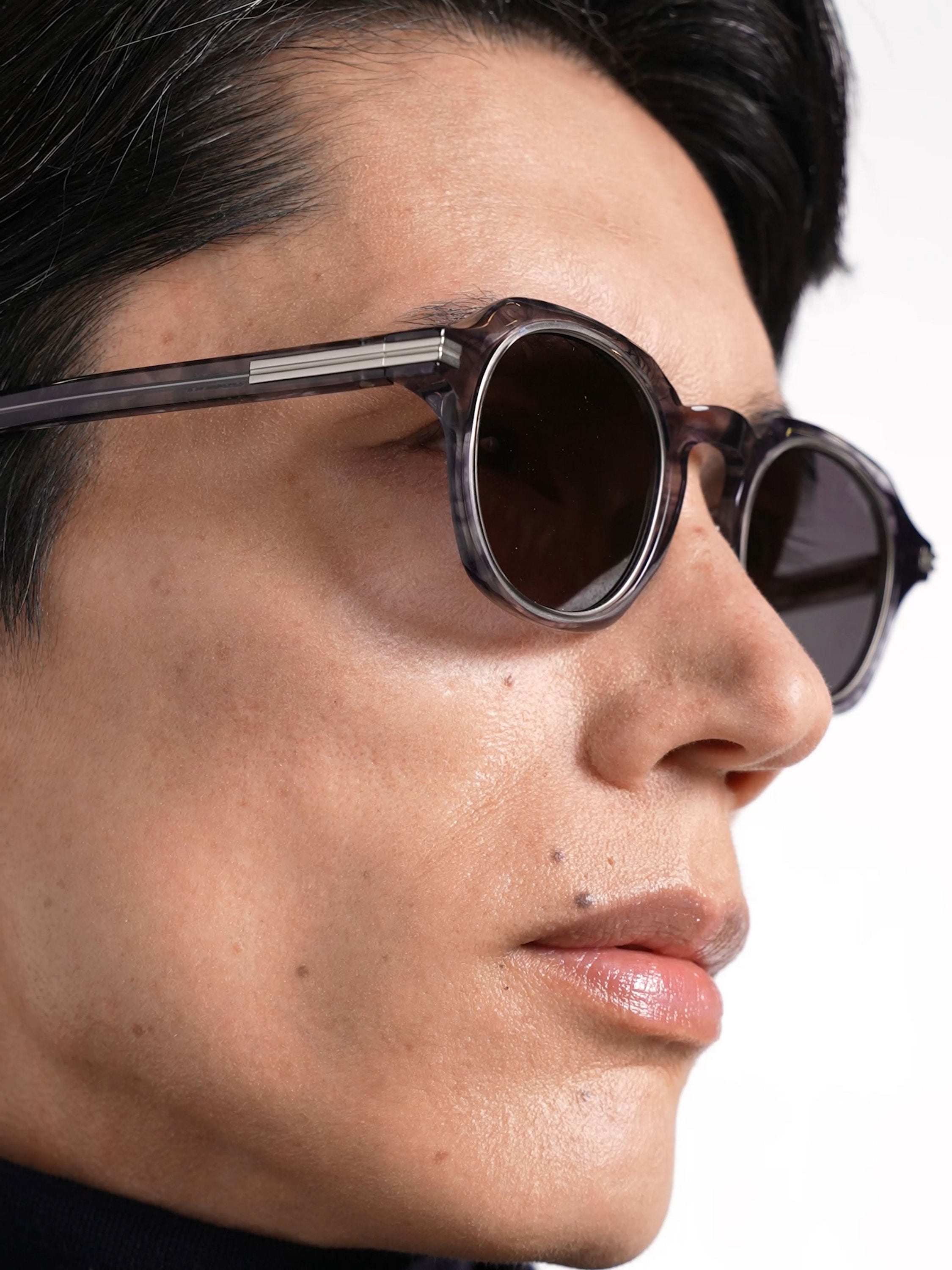 Transparent Grey Acetate and Titanium Sunglasses FW25