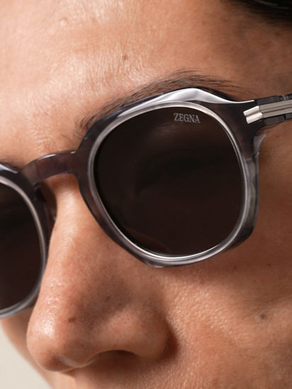Transparent Grey Acetate and Titanium Sunglasses FW26 35887778