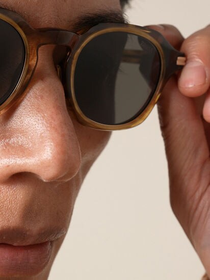 Transparent Light Brown Acetate and Titanium Sunglasses FW26