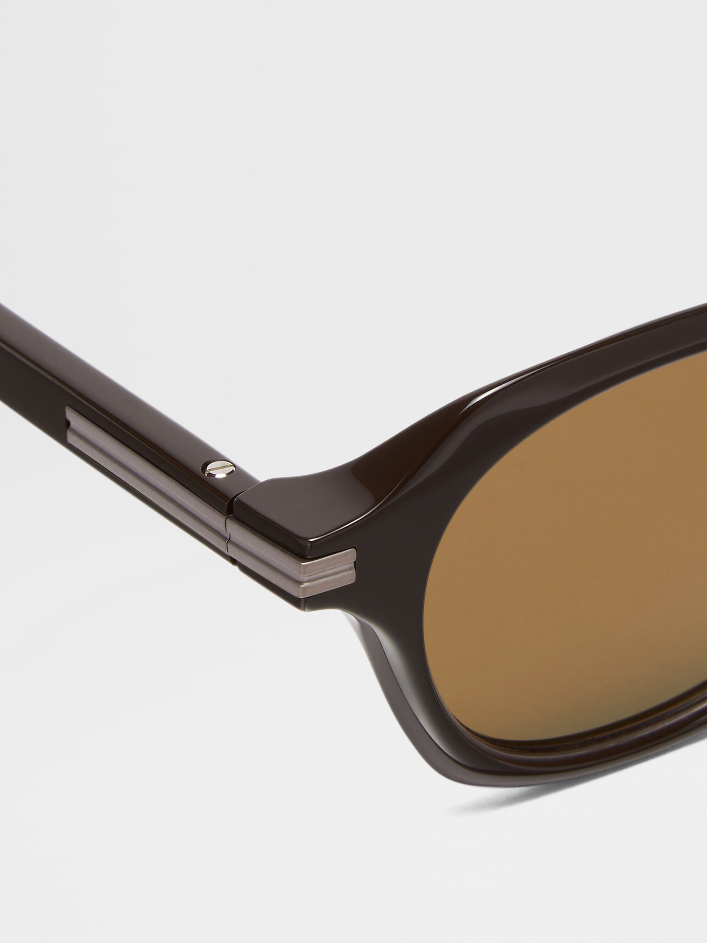 Dark Brown Acetate and Titanium Sunglasses Product detail photo #1