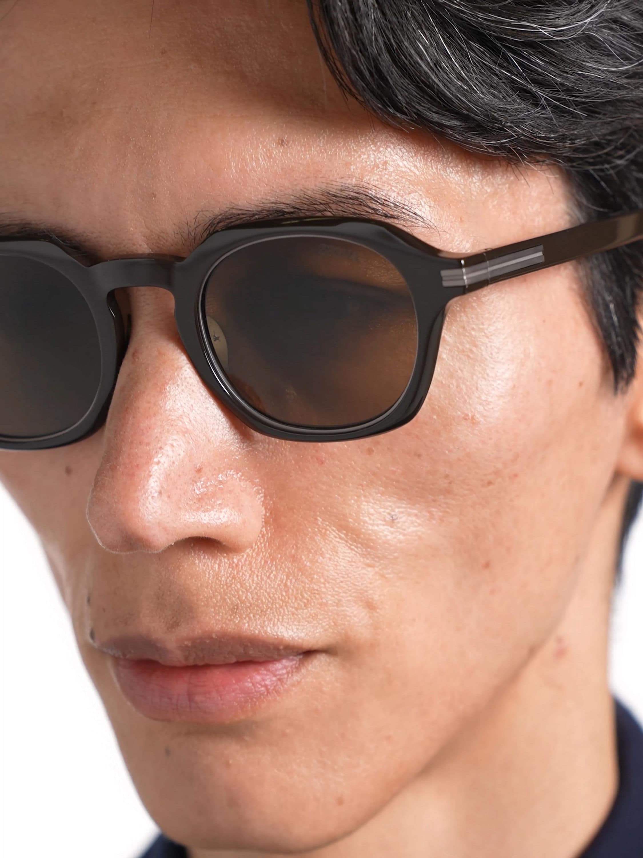 Dark Brown Acetate and Titanium Sunglasses