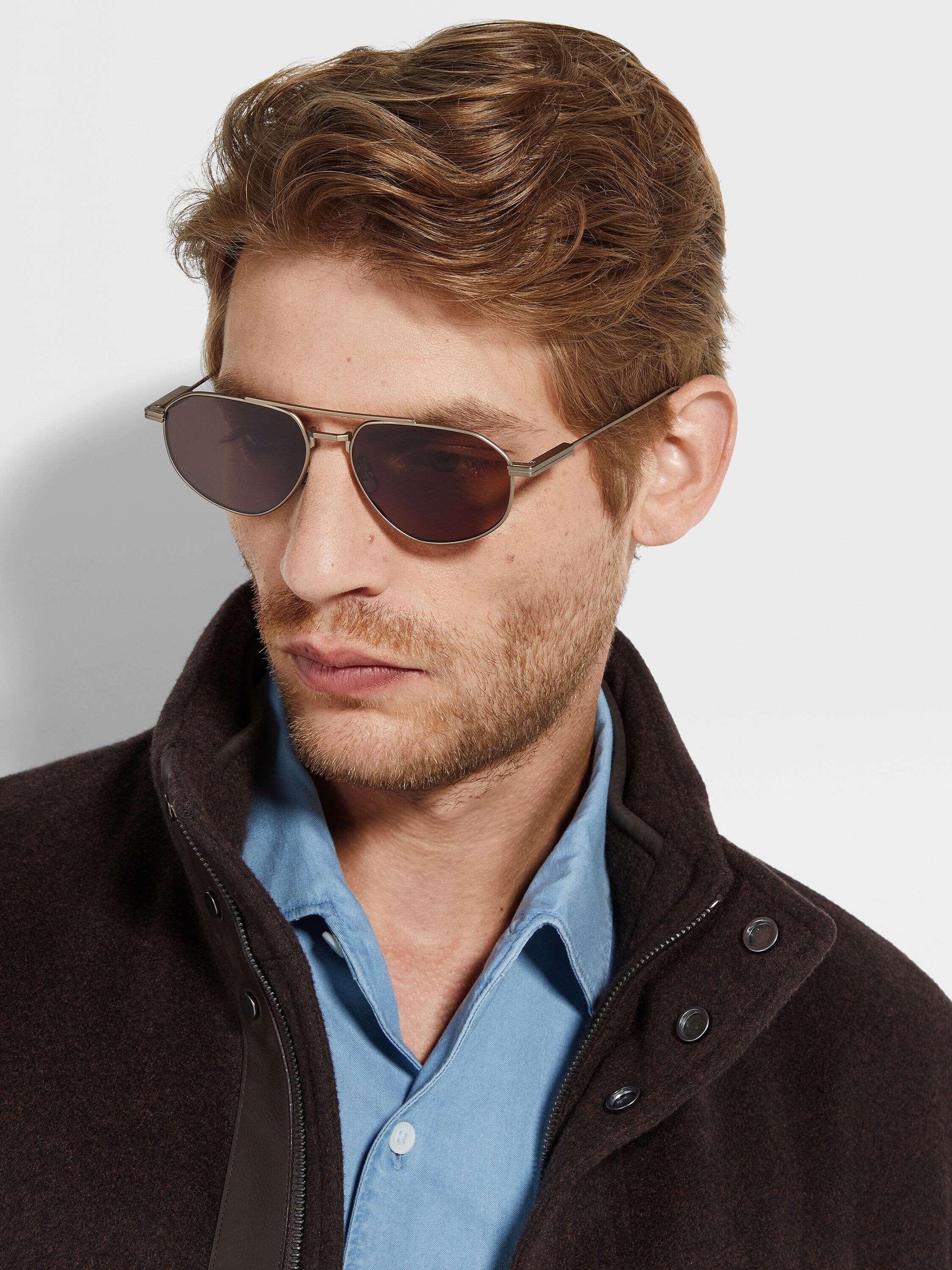 Occhiali da Sole in Titanio Bronzo Chiaro Satin Foto #3 di dettaglio del prodotto