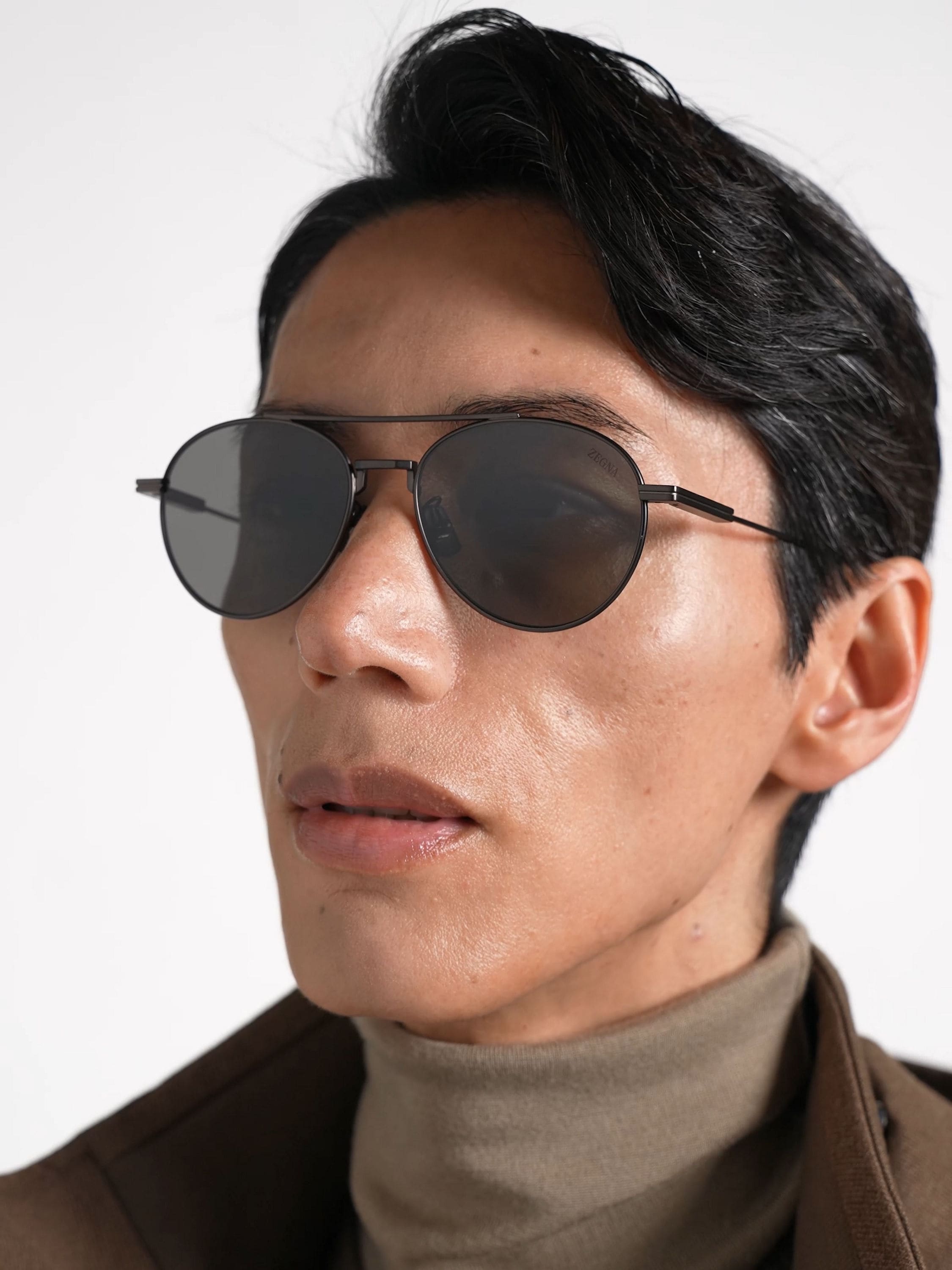 Occhiali da Sole in Titanio Bronzo Chiaro Satin