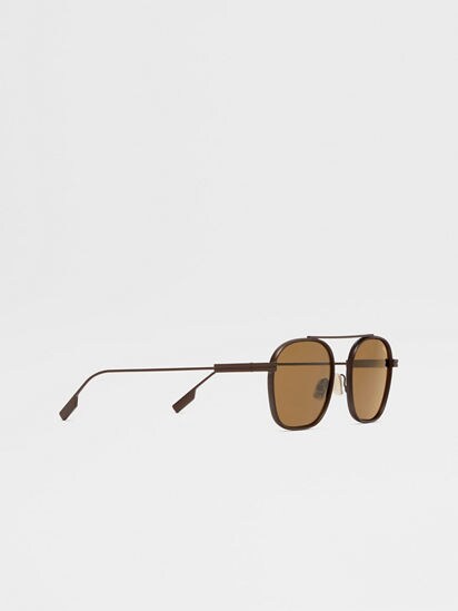 Dark Brown Orizzonte I Metal Sunglasses SS26 35887797 | Zegna NO