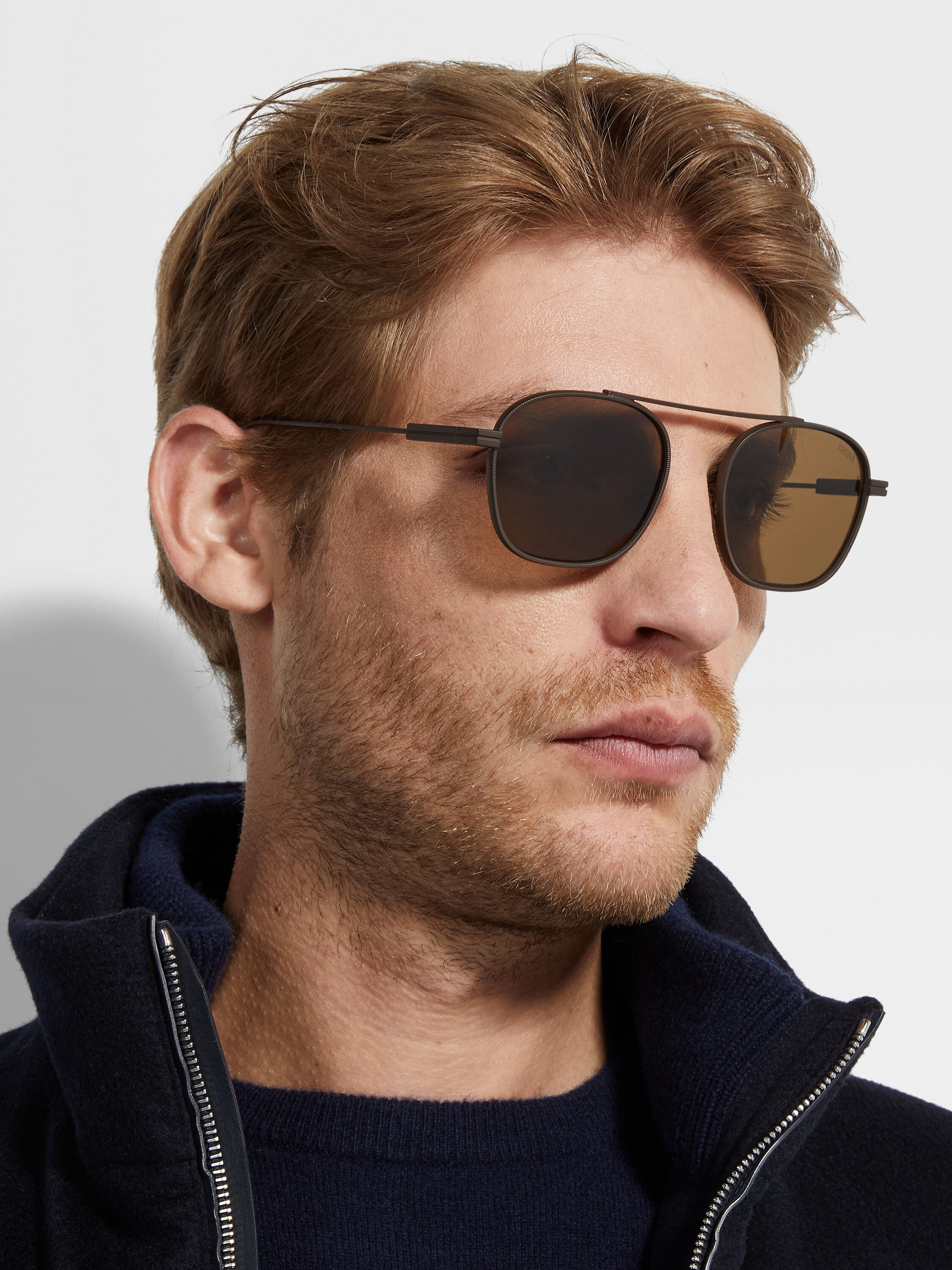 Dark Brown Orizzonte I Metal Sunglasses Product detail photo #3