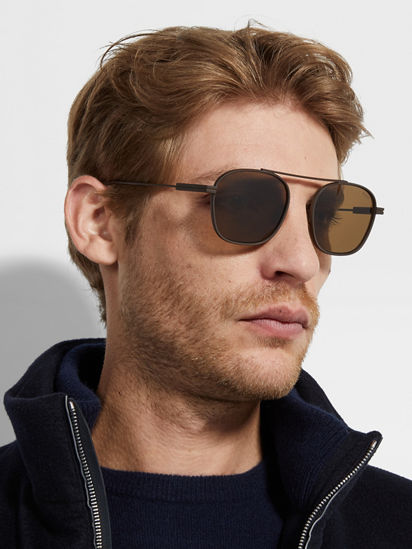 Dark Brown Orizzonte I Metal Sunglasses SS26 35887797 | Zegna NO