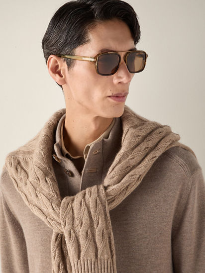 Transparent Havana Brown Acetate Sunglasses SS26 37859021 | Zegna ES