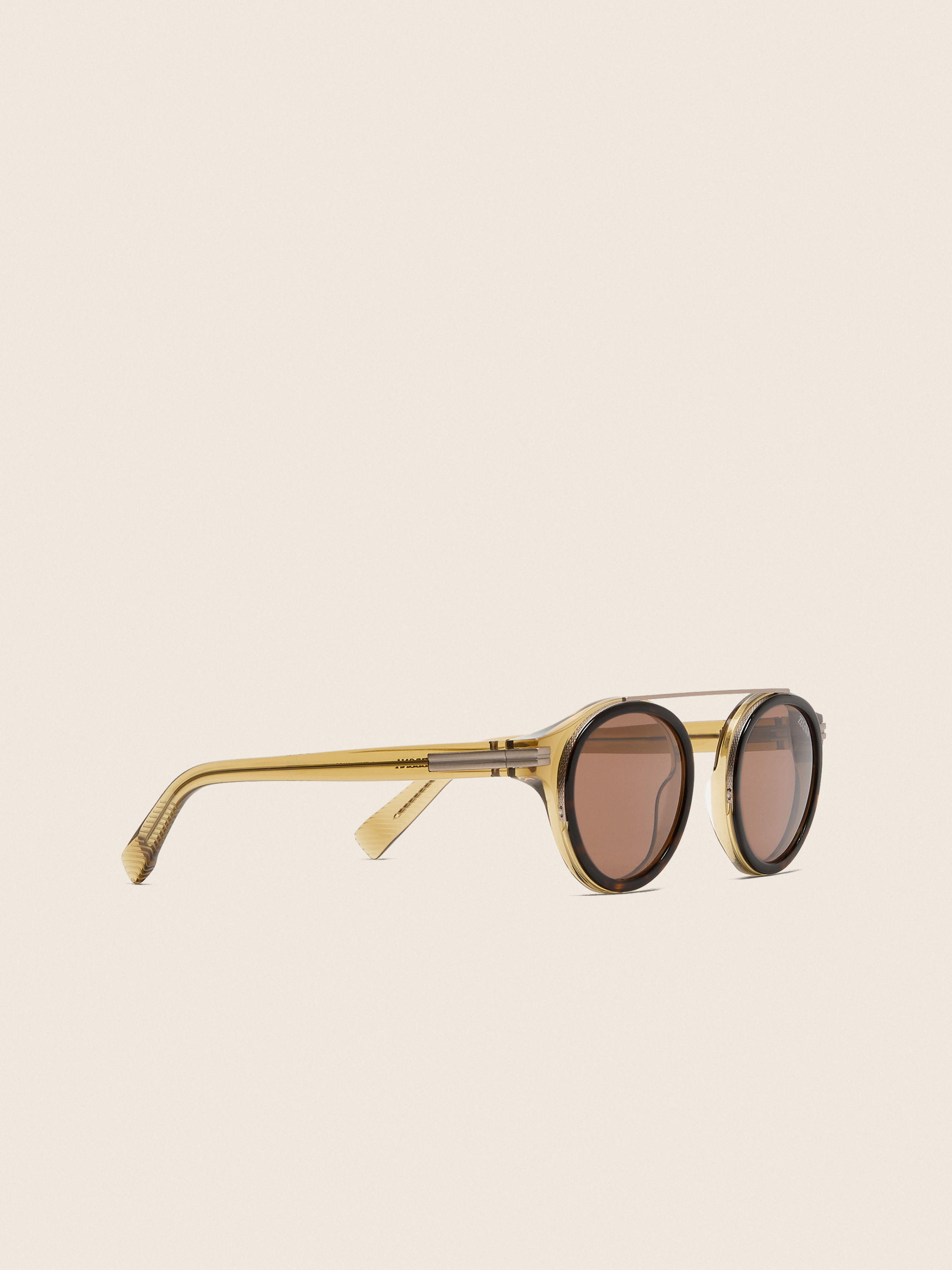 Occhiali da Sole in Acetato Marrone Chiaro Havana Trasparente Foto #2 di dettaglio del prodotto