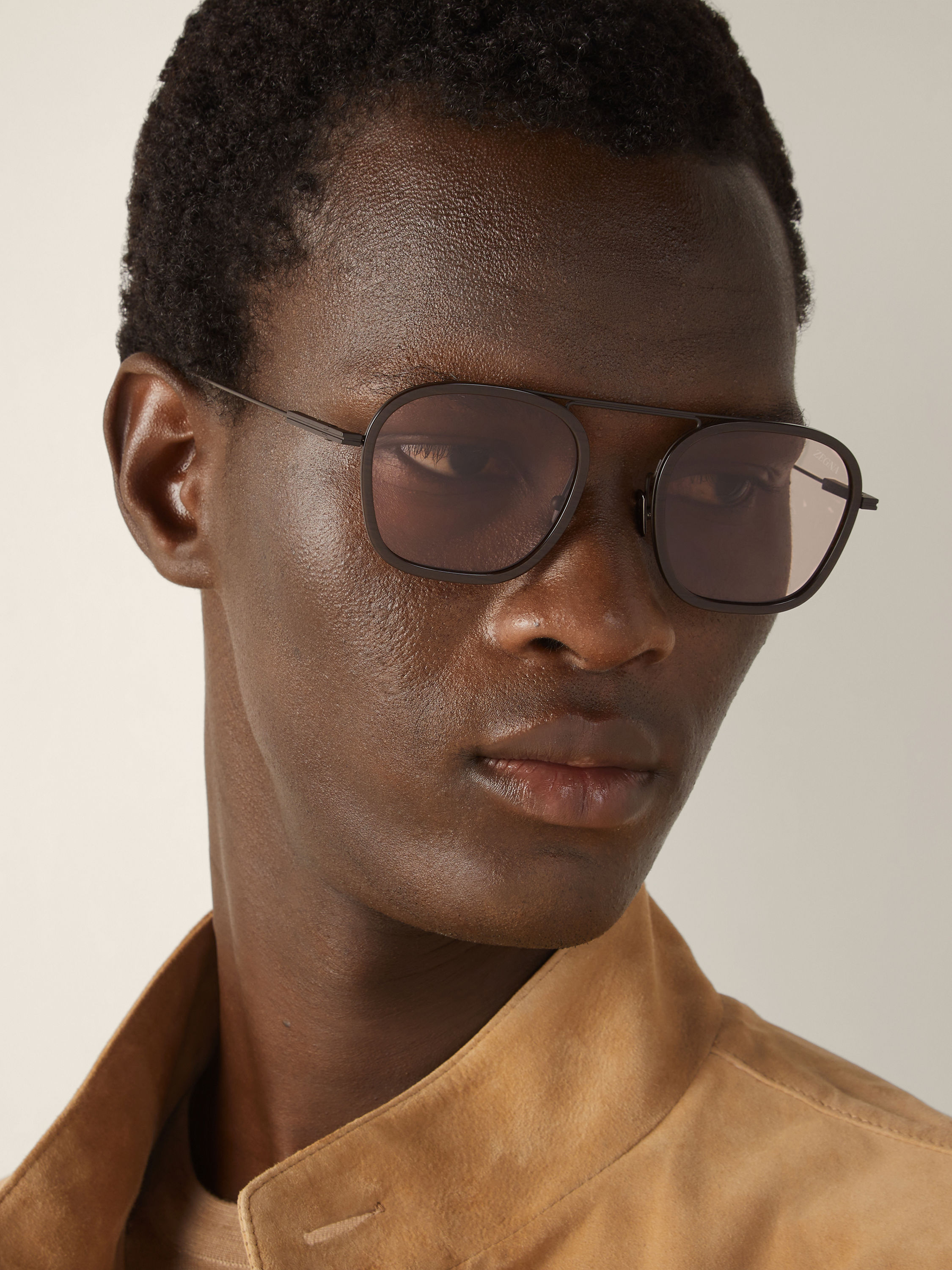 Dark Brown Orizzonte I Titanium Sunglasses Product detail photo #3