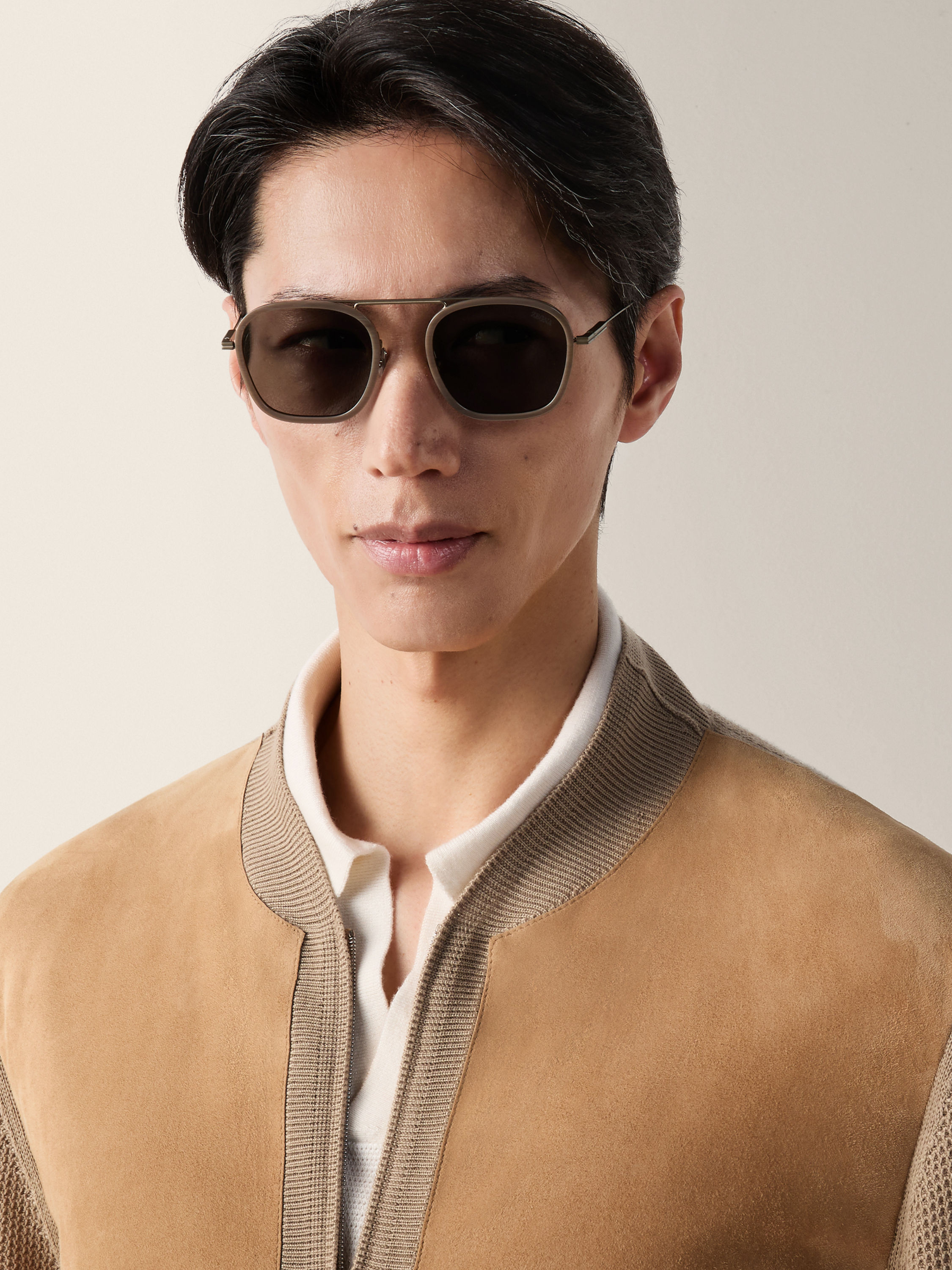 Beige Orizzonte I Titanium Sunglasses Product detail photo #3