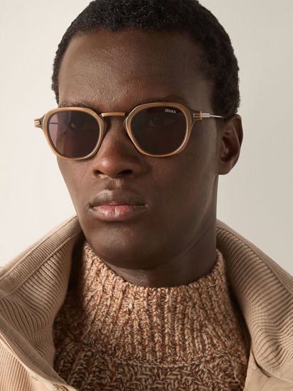 Dark Bronze Orizzonte I Titanium and Buffalo Horn Sunglasses FW26