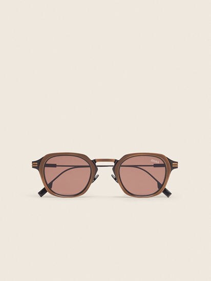 Dark Bronze Orizzonte I Titanium and Buffalo Horn Sunglasses FW26