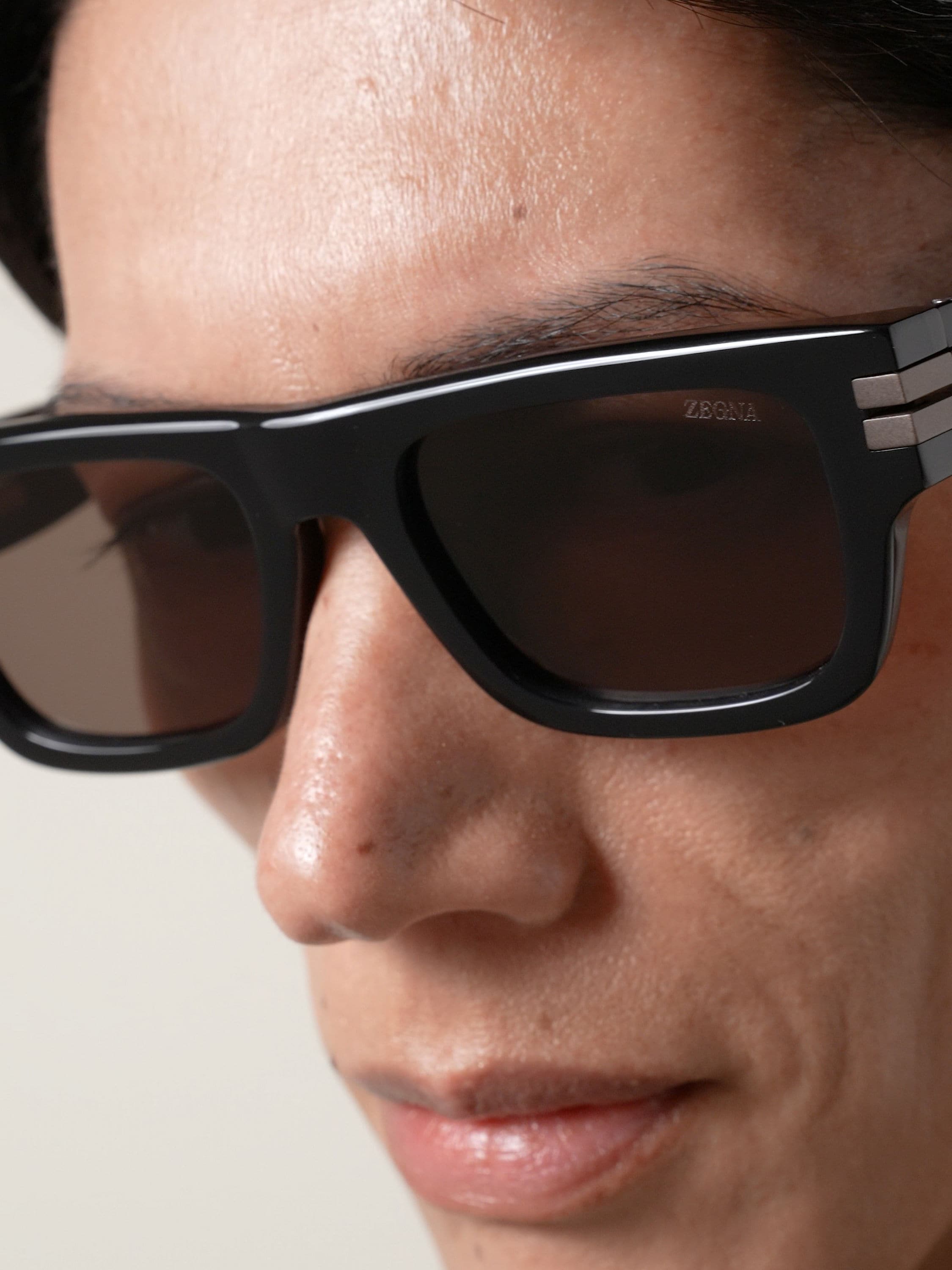 Transparent Dark Grey and Black Acetate Sunglasses