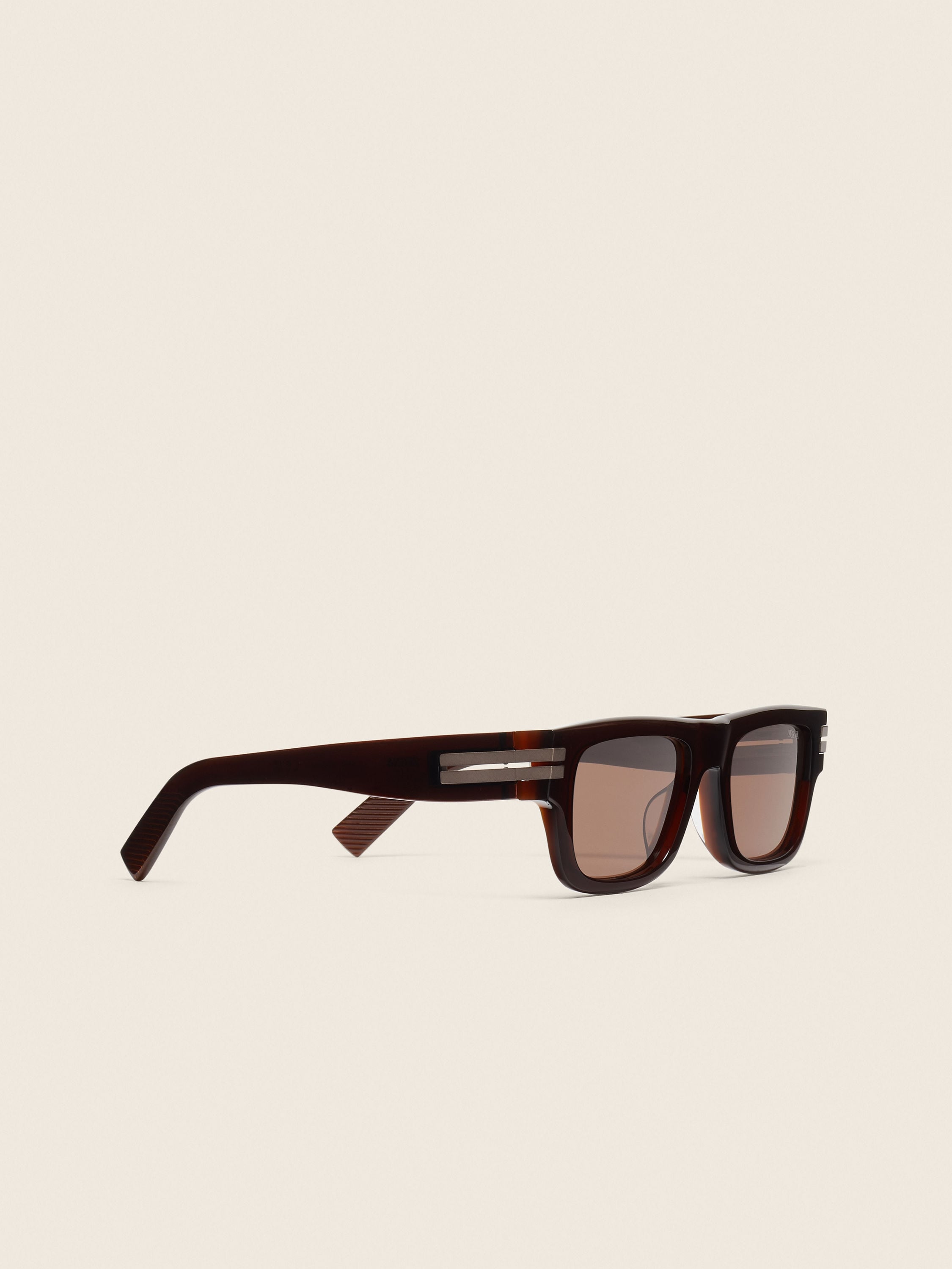 Transparent Brown and Milky Foliage Acetate Sunglasses Product detail photo #2