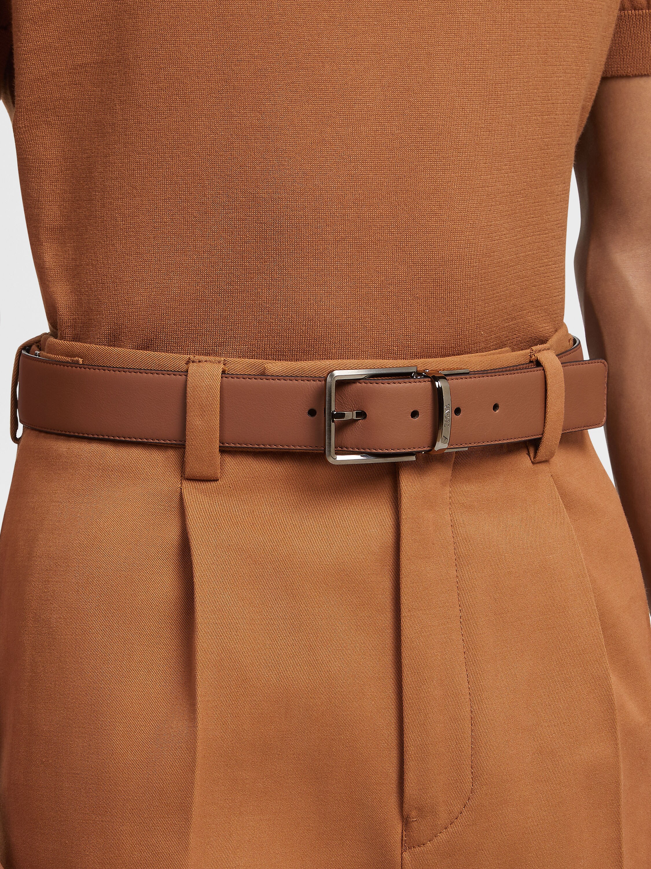 Foliage and Black Reversible Leather Belt Product detail photo #2