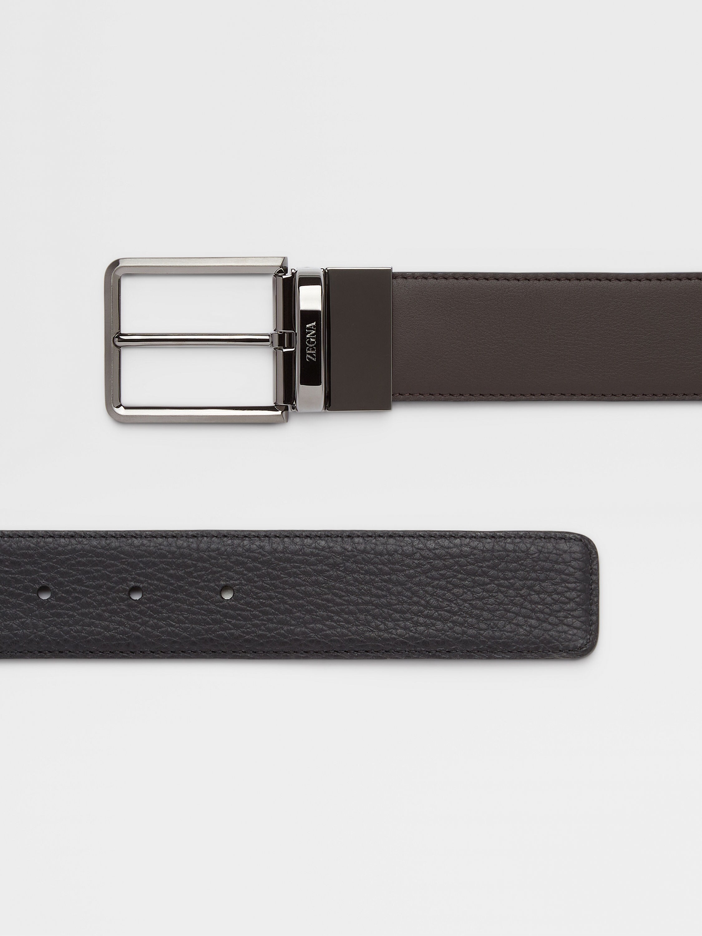 Dark Brown and Black Reversible Leather Belt Product detail photo #1